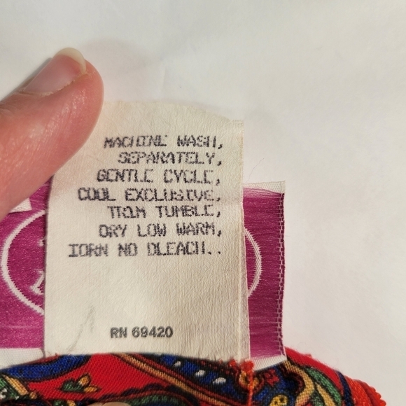 Vintage 80s Red Teardrop Print Ruffle Collar Pleated Girls Christmas Dre… - Picture 8 of 8